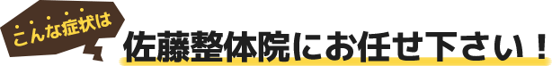 こんな症状は佐藤整体院にお任せ下さい!